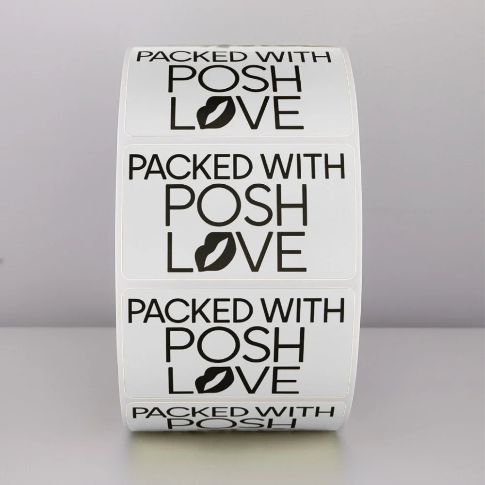 Packed With Posh Love Stickers | Purple Lips Labels for Poshmark Packaging